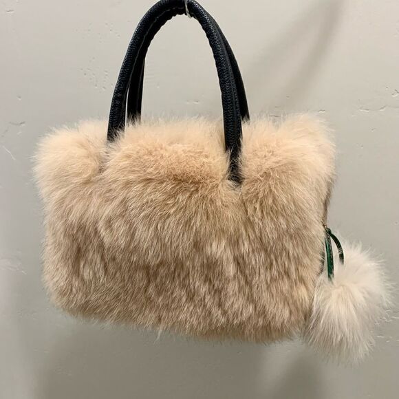 Handmade Luxury Real Fox Fur Tote/Crossbody & Fur Ball Keychain/Bag charm - Picture 10 of 16